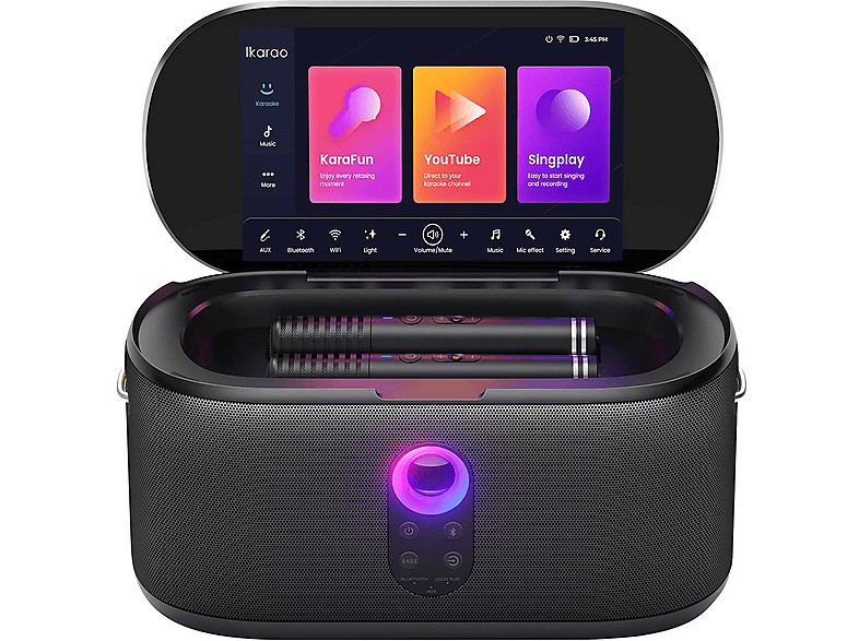 IKARAO Partybox Shell S1 Karaoke Bluetooth Hoparlör Seti Siyah