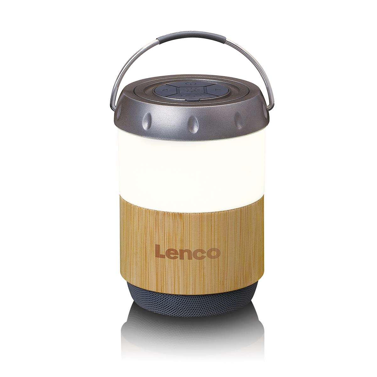 Lampada Lenco con altoparlante e dettaglio bambù.