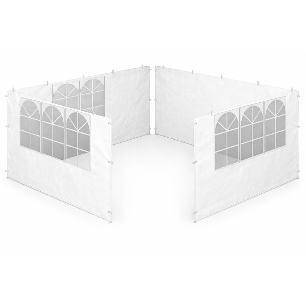 Paredes blancas de carpa con ventanas, sobre fondo blanco.