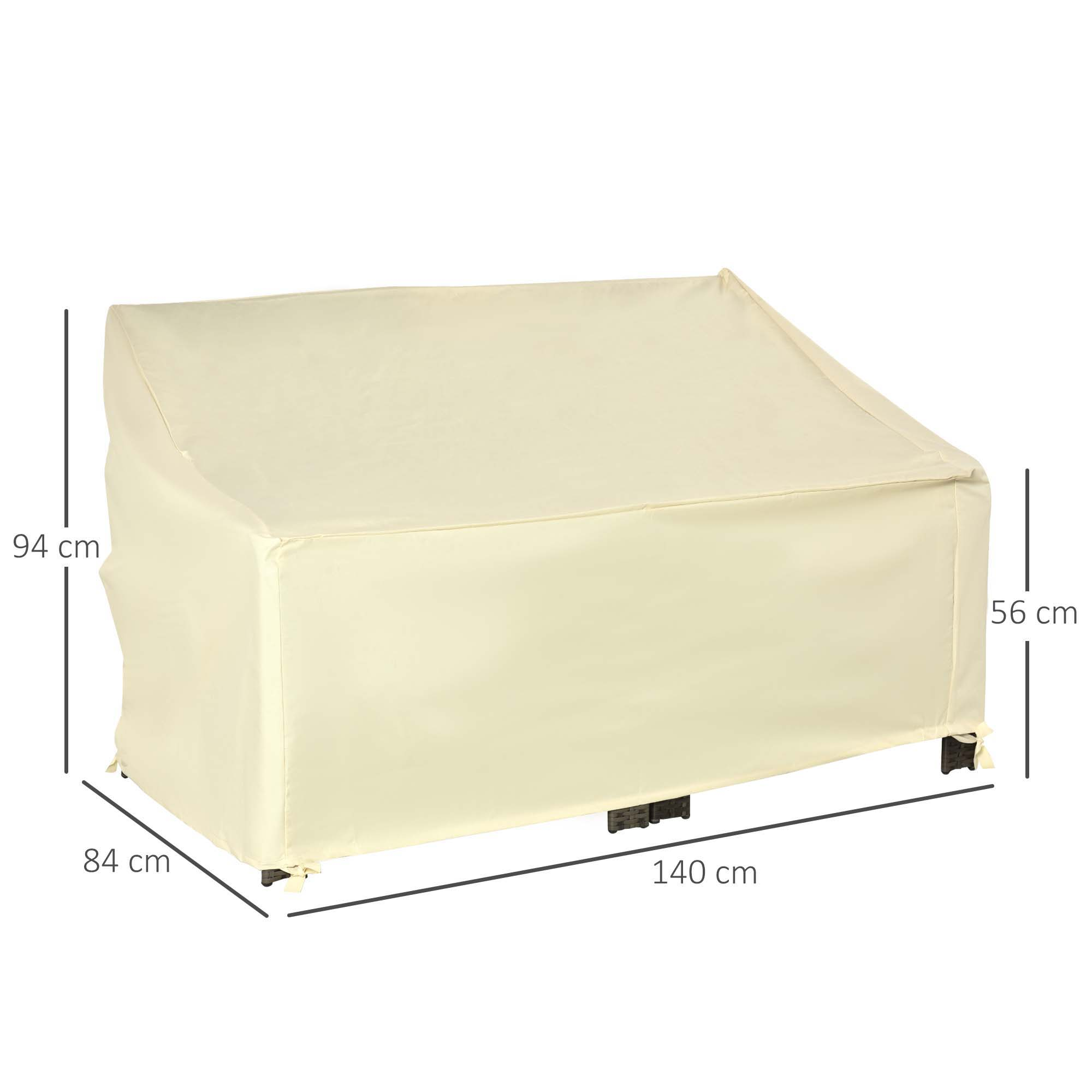 Funda beige para muebles de exterior, medidas 140x84x94 cm.