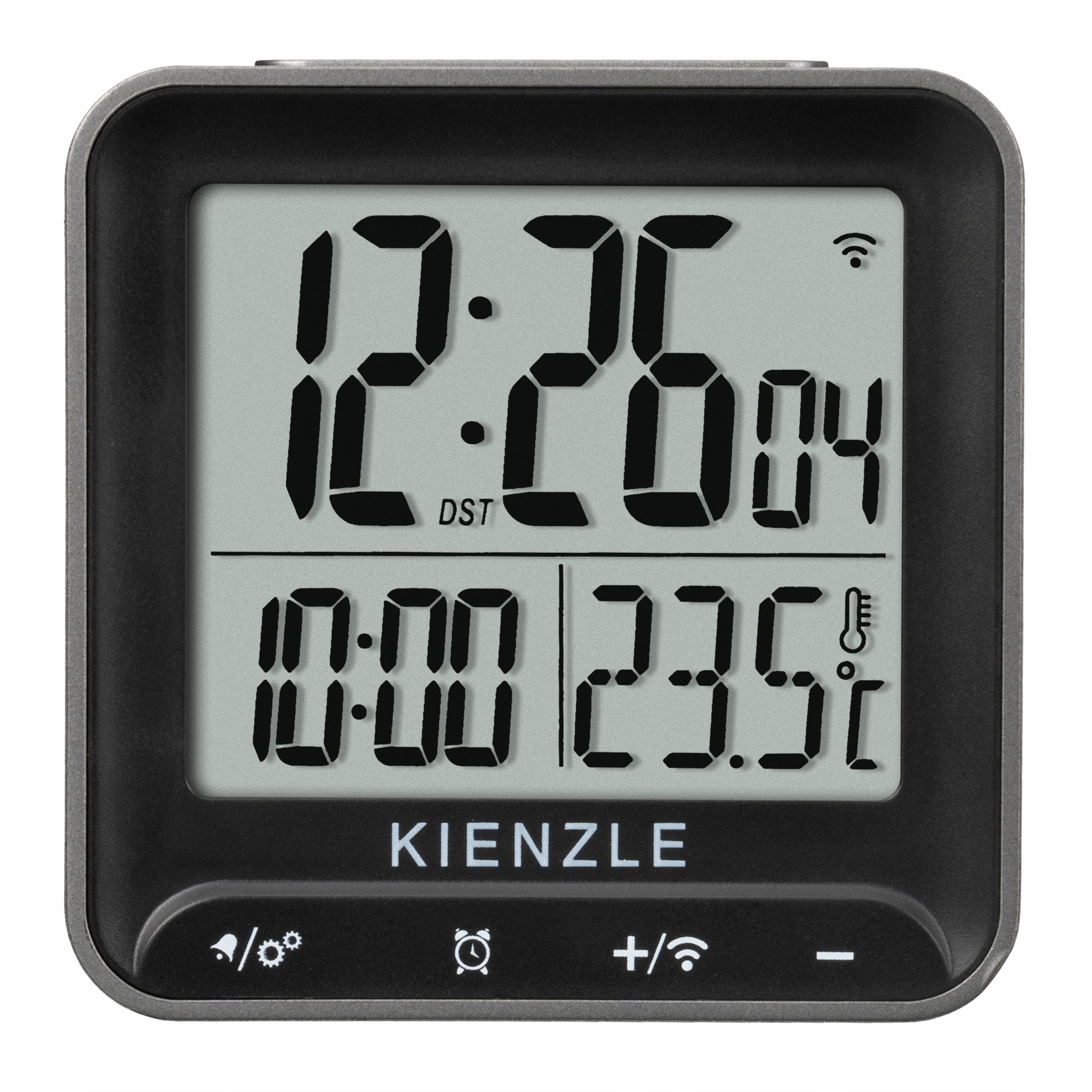Reloj digital muestra 12:26, 10:00 y 23,5°C. Logo Kienzle.