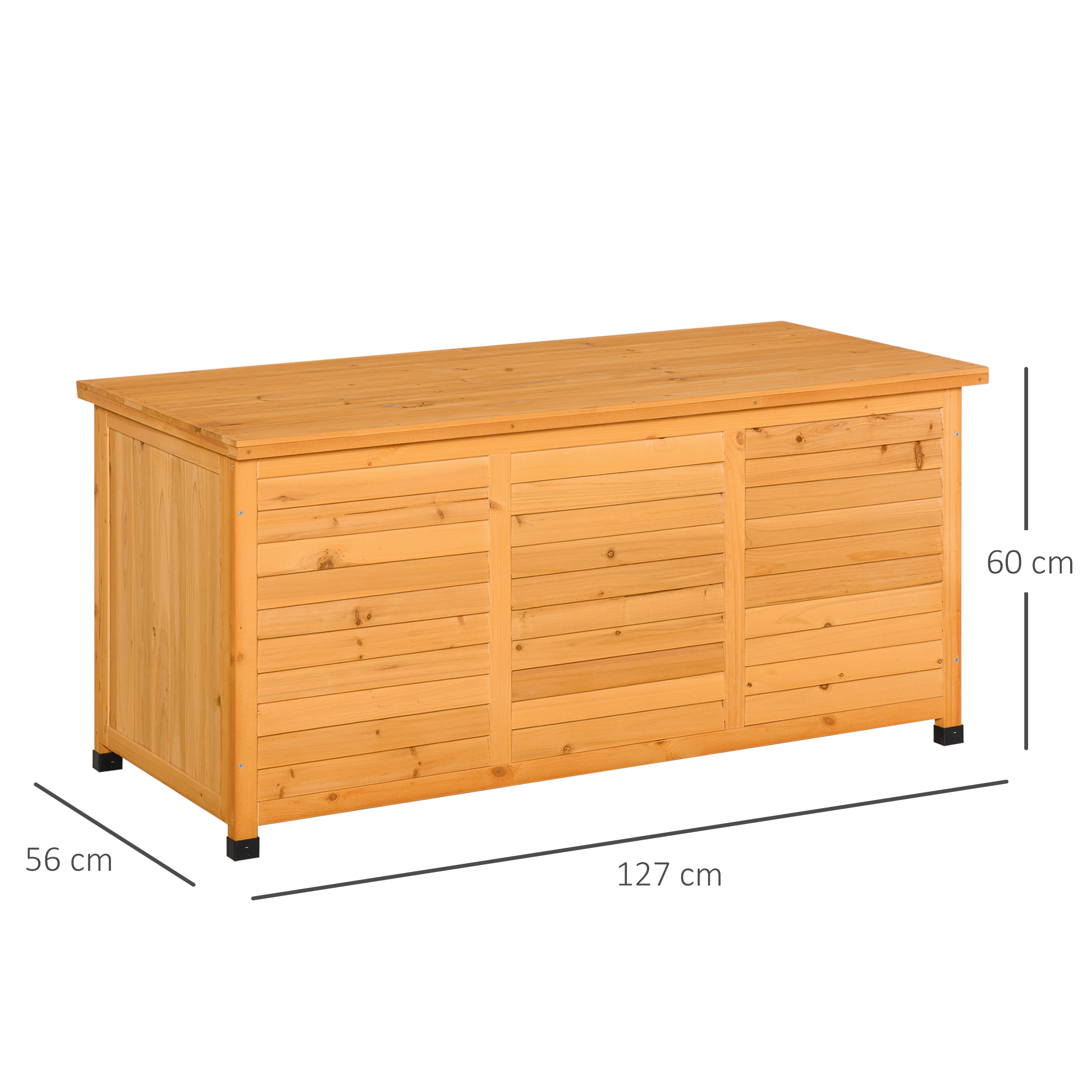 Caja de almacenamiento de madera con frente de listones, 127x56x60 cm.