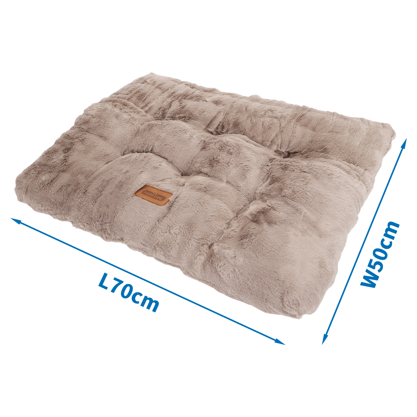 Cama suave y mullida para mascotas en beige, 70x50cm.
