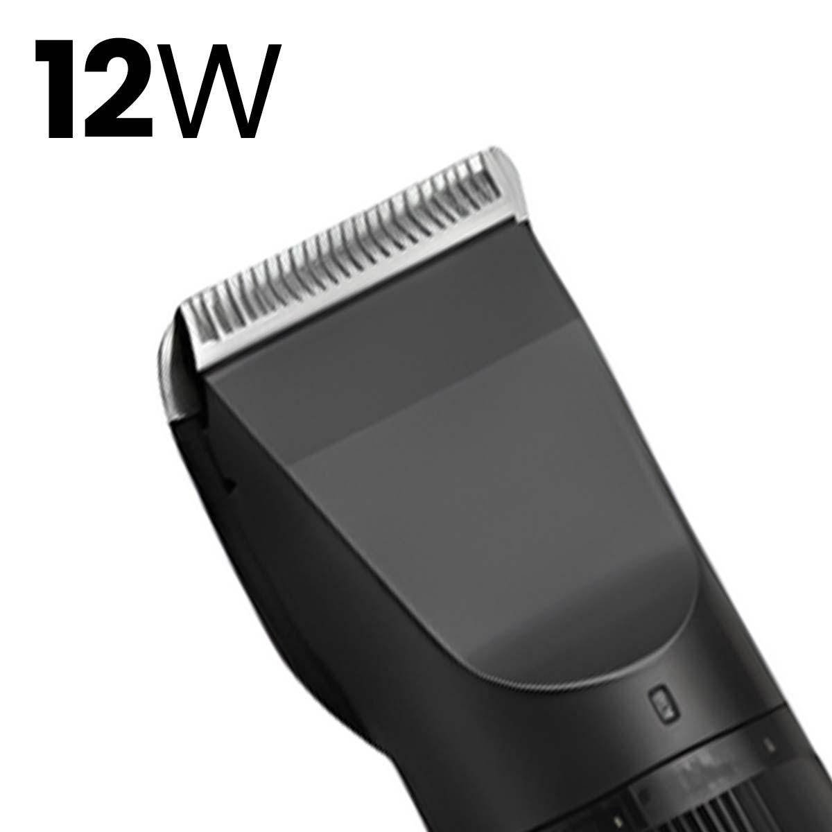Gros plan d'une tondeuse à cheveux noire avec le texte 12W.