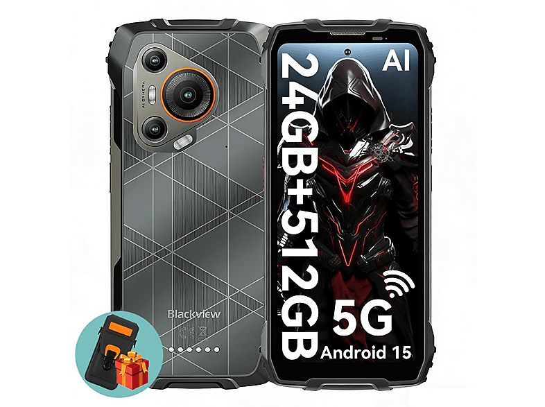 BLACKVIEW BL7000 5G Mit Ledertasche 512 GB Schwarz Dual SIM