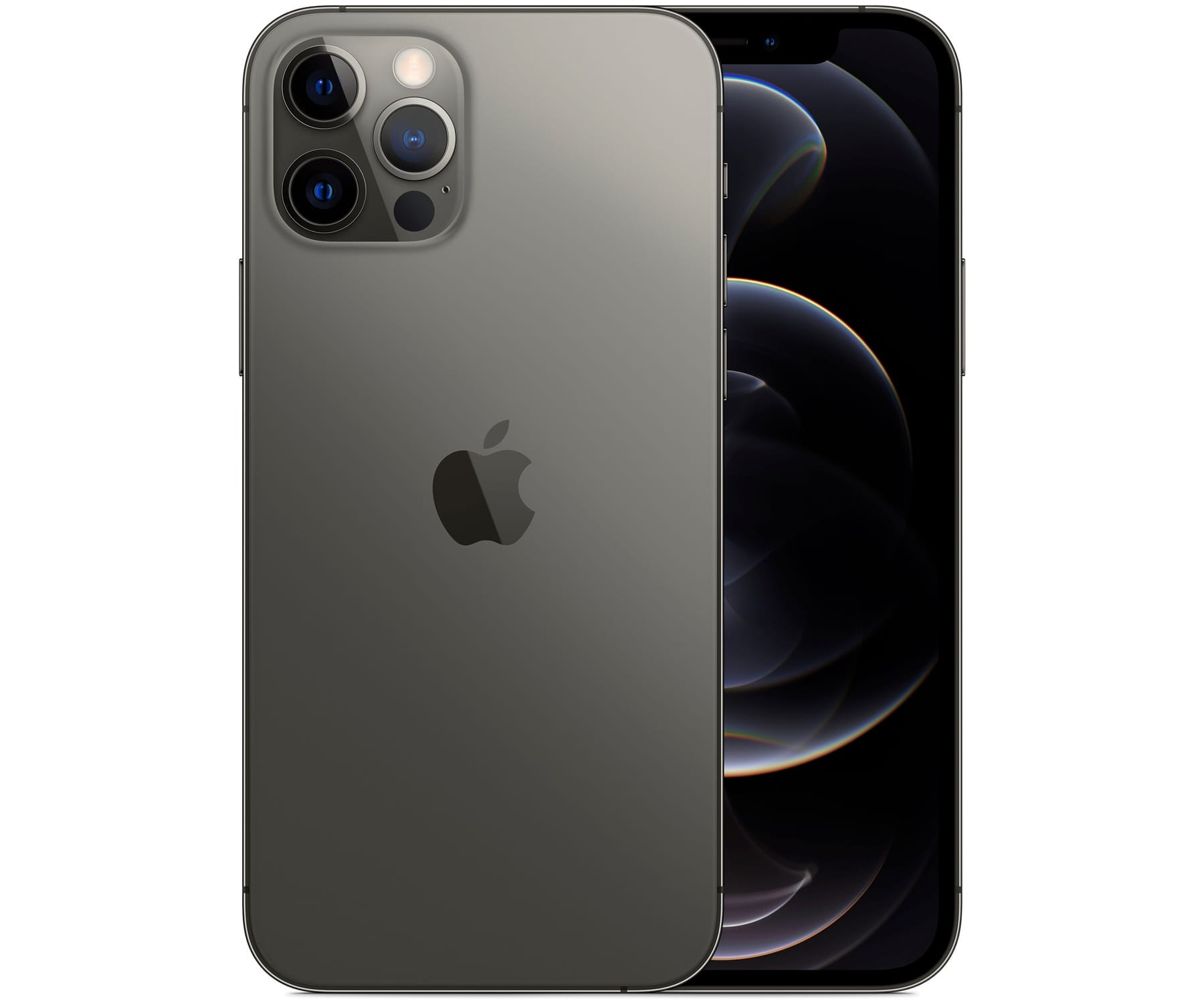 Un iPhone grigio con tre obiettivi sul retro.