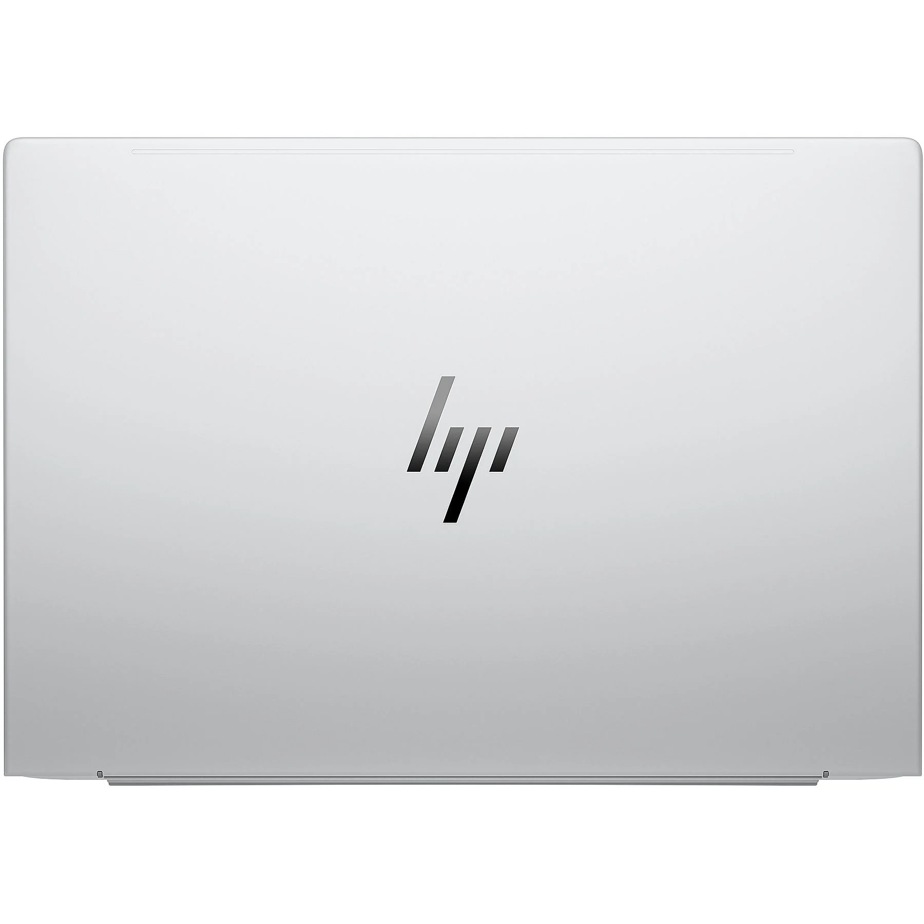 La scocca argentata chiusa del laptop presenta un logo HP lucido.