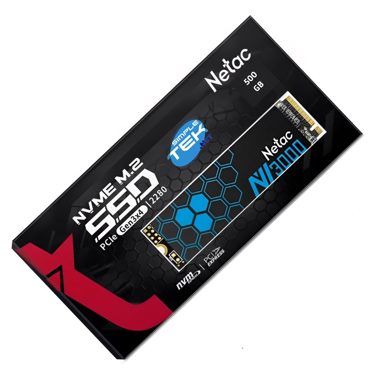 SSD Netac NVMe M.2 500GB con interfaccia PCIe Gen3x4 2280.