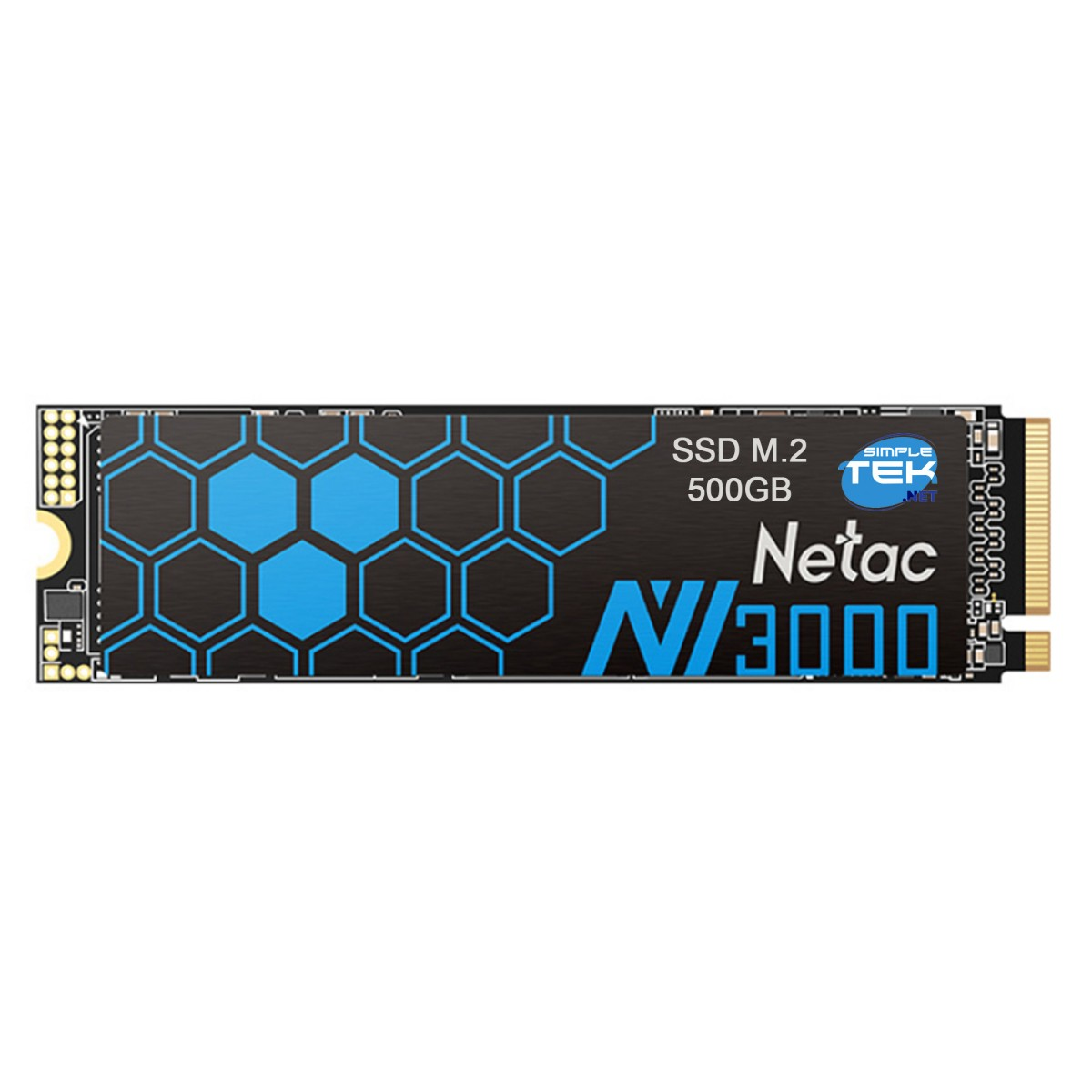 SSD M.2 Netac Nv3000 500GB con motivo a nido d'ape blu.