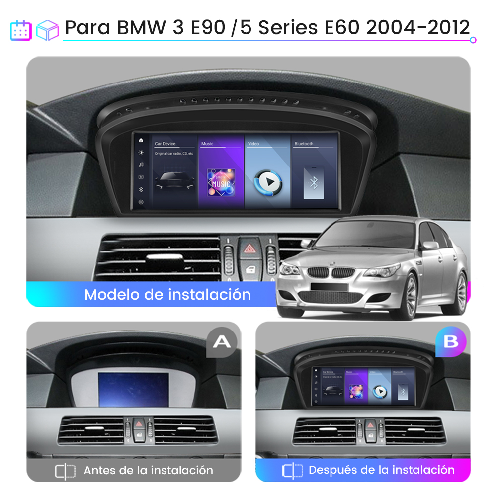 Demo instalación BMW Serie 3 y 5: Comparación antes y después de la consola central.