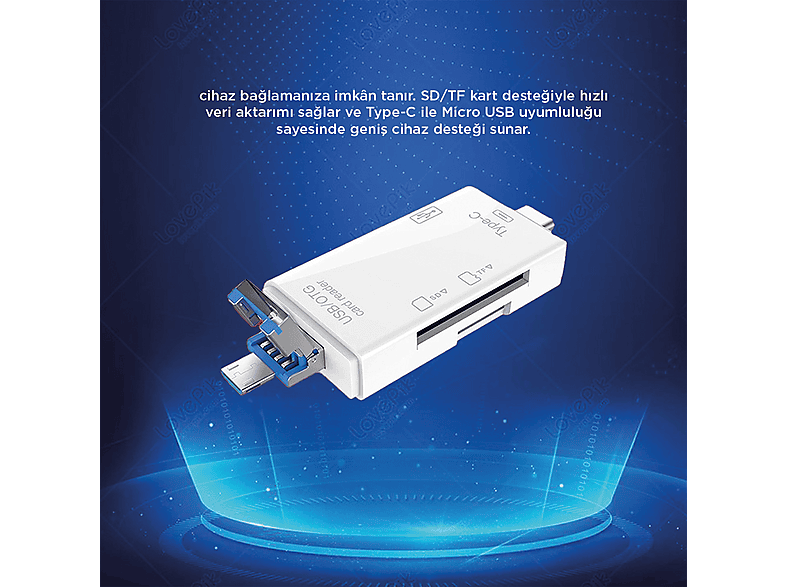 TORIMA Usb Otg Hub Type-C 6IN1 Adaptör YD40 microSD Kart Okuyucu