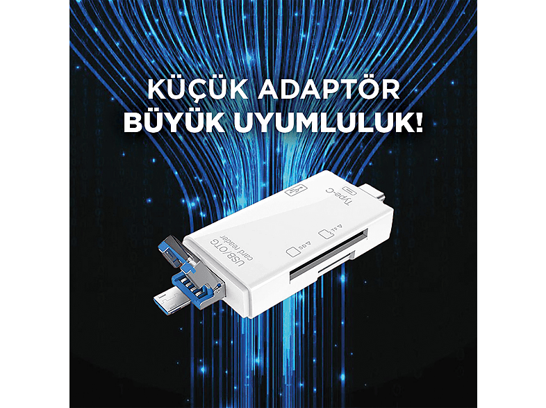 TORIMA Usb Otg Hub Type-C 6IN1 Adaptör YD40 microSD Kart Okuyucu