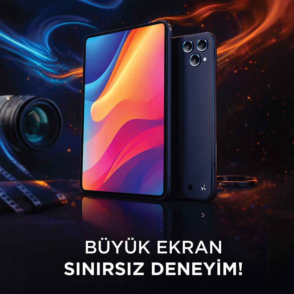 Renkli ekranlı, kameralı ve film makaralı koyu mavi akıllı telefon.