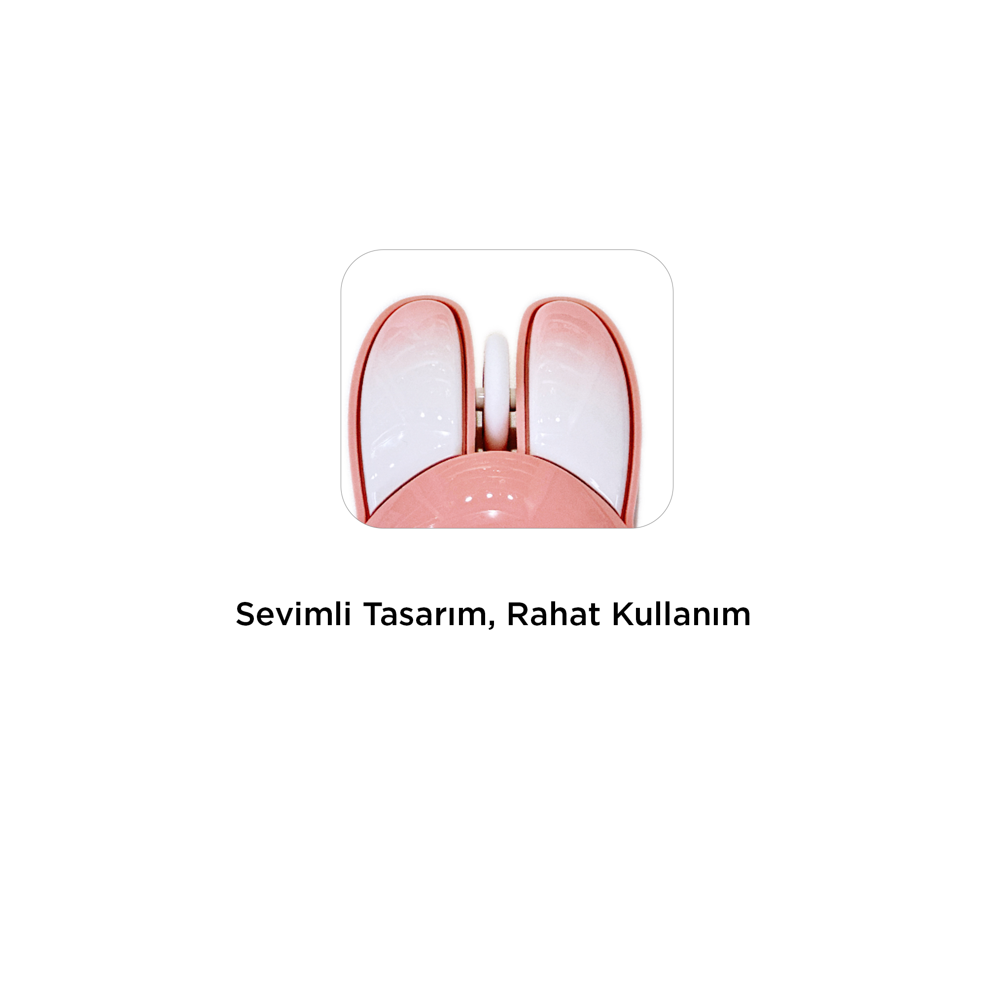 TORIMA Torima Kablosuz Tavşan Kulaklı Sessiz Mouse 1200 DPI Optik Kablosuz Fare TM-21 Pembe wireless Mouse Pembe