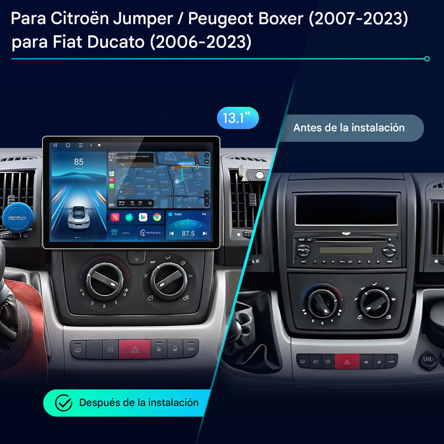 Comparación de sistema de infoentretenimiento: izquierda pantalla grande, derecha radio original.