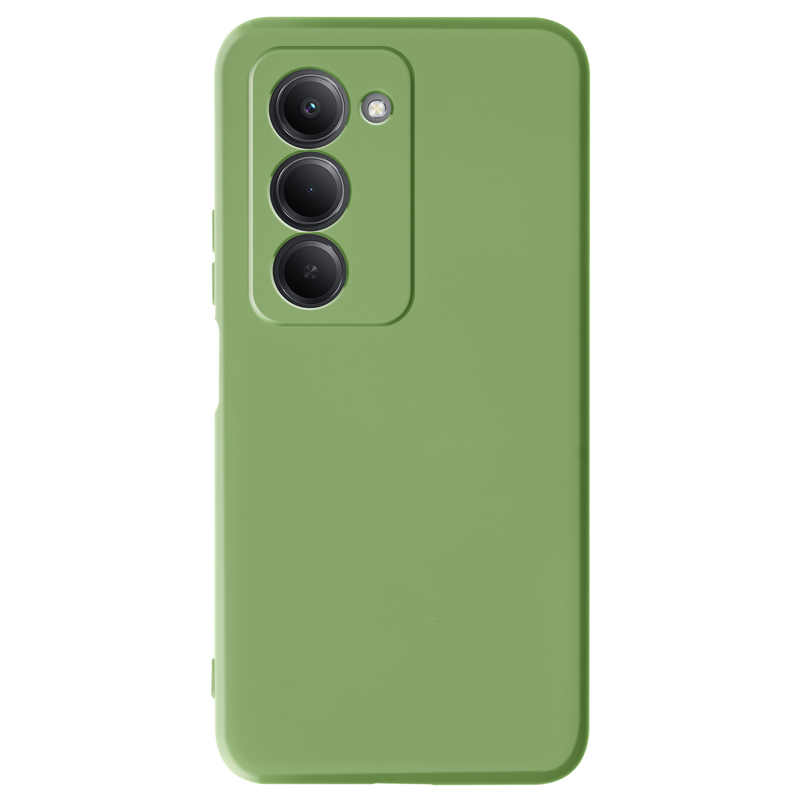 Coque de téléphone verte avec trois objectifs et flash.