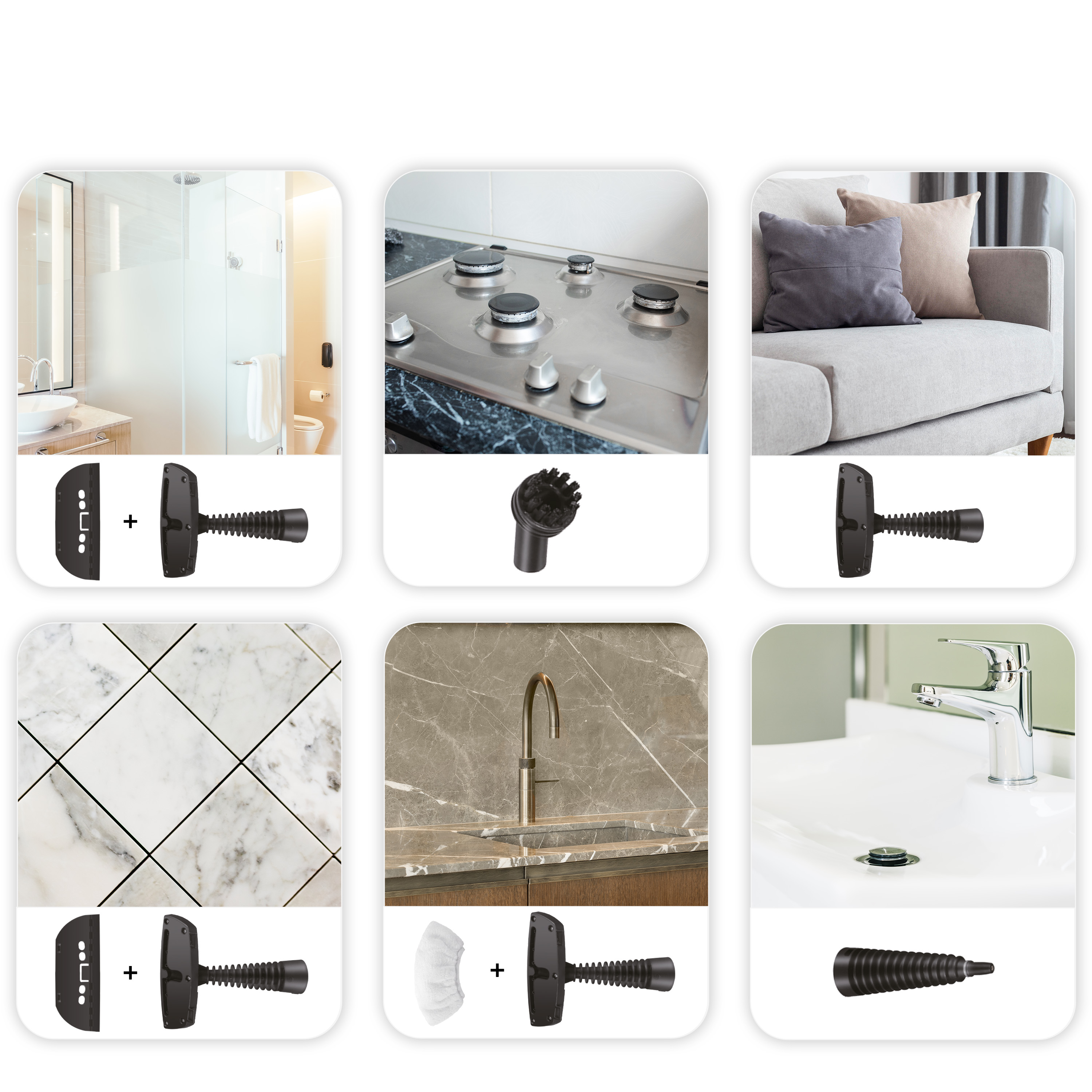 Bathroom with shower, sink, toilet. Accessories shown separately.