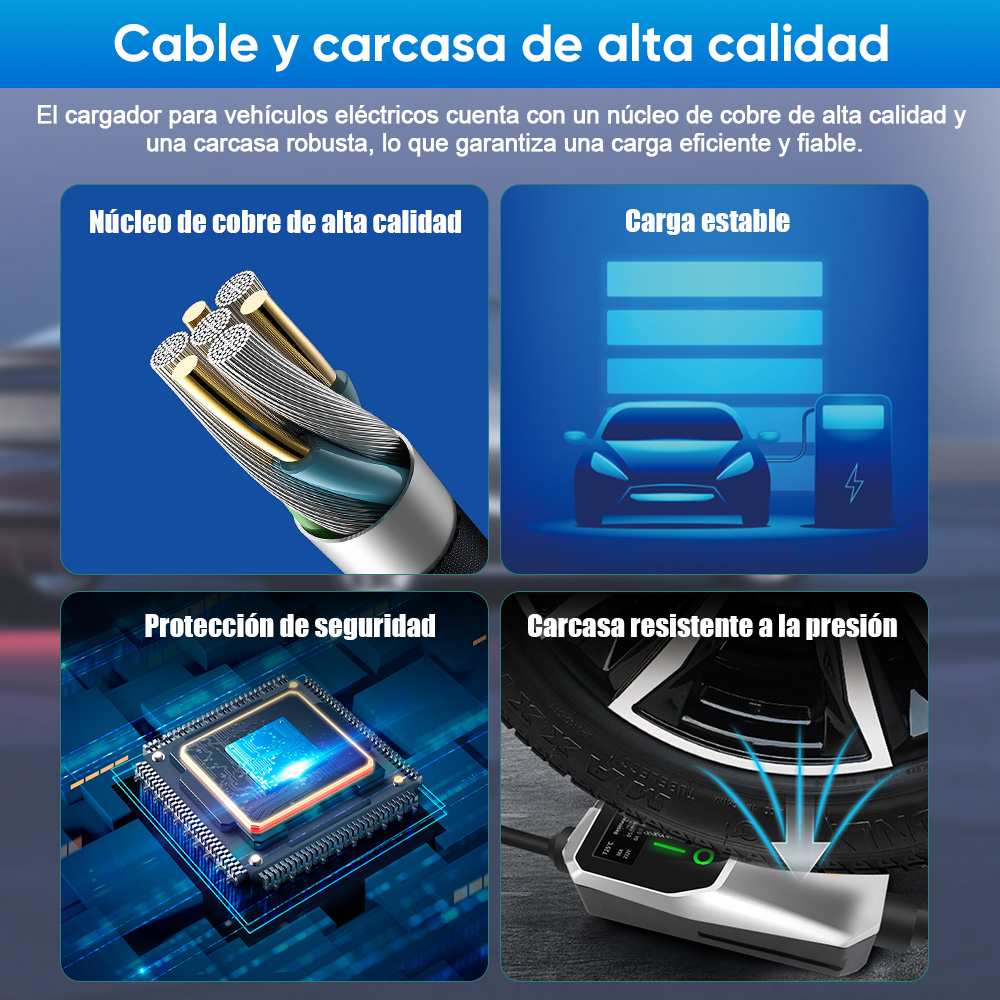 Cable y carcasa de alta calidad: núcleo de cobre, carga estable, protección de seguridad, carcasa resistente.