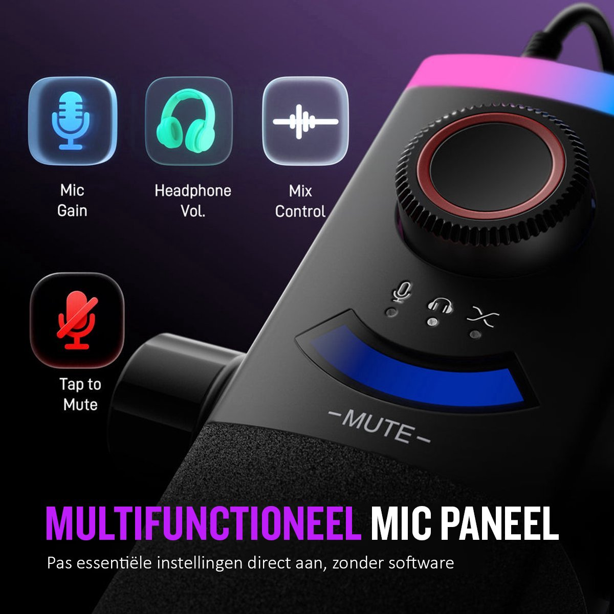 FIFINE Ampligame AM8PROT Dinamik USB/XLR RGB Mikrofon Sehpası ile