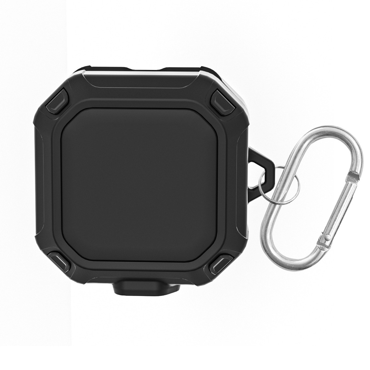 Funda negra y resistente con mosquetón sobre fondo blanco.