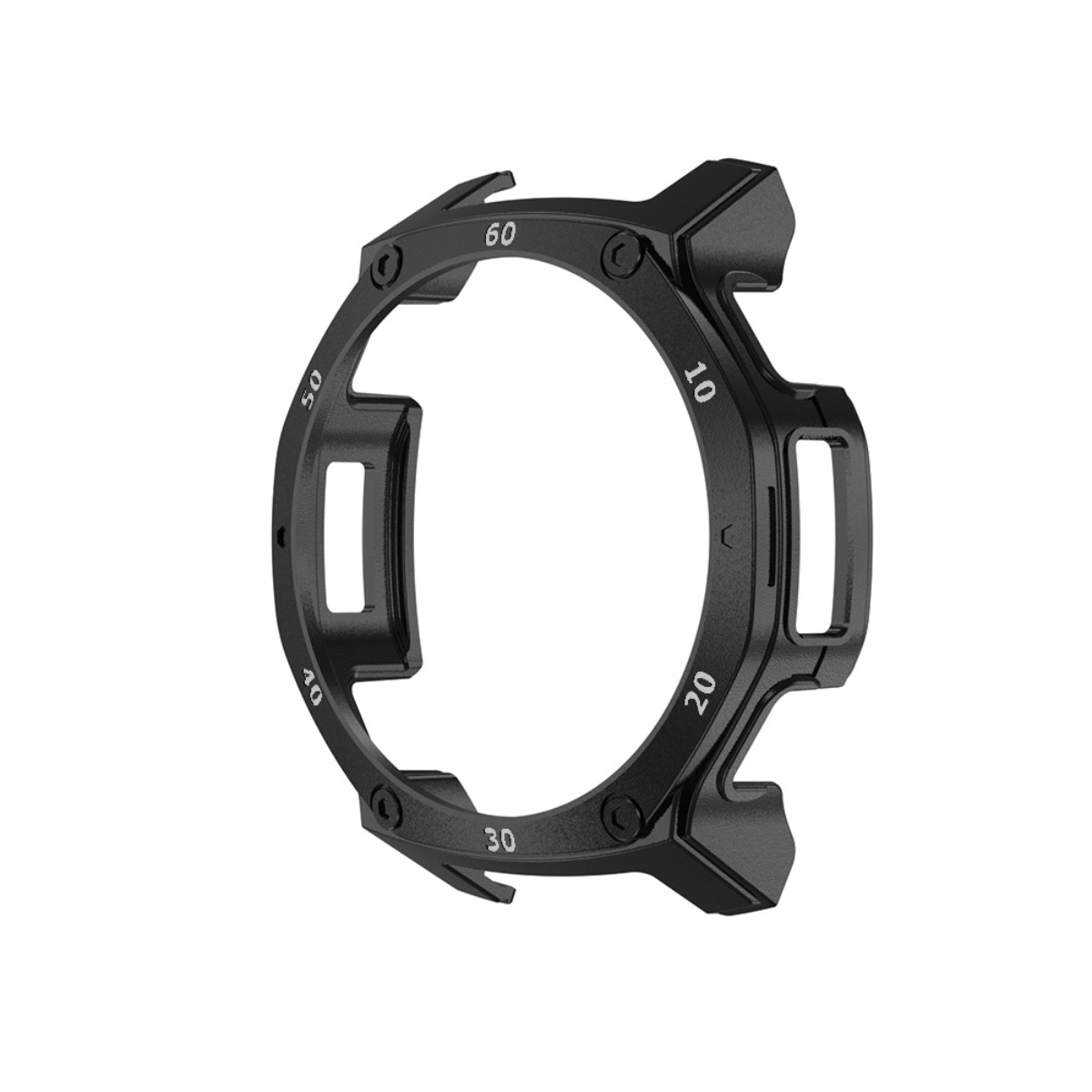 Anello protettivo nero per orologio con numeri 10-60 e ritagli.