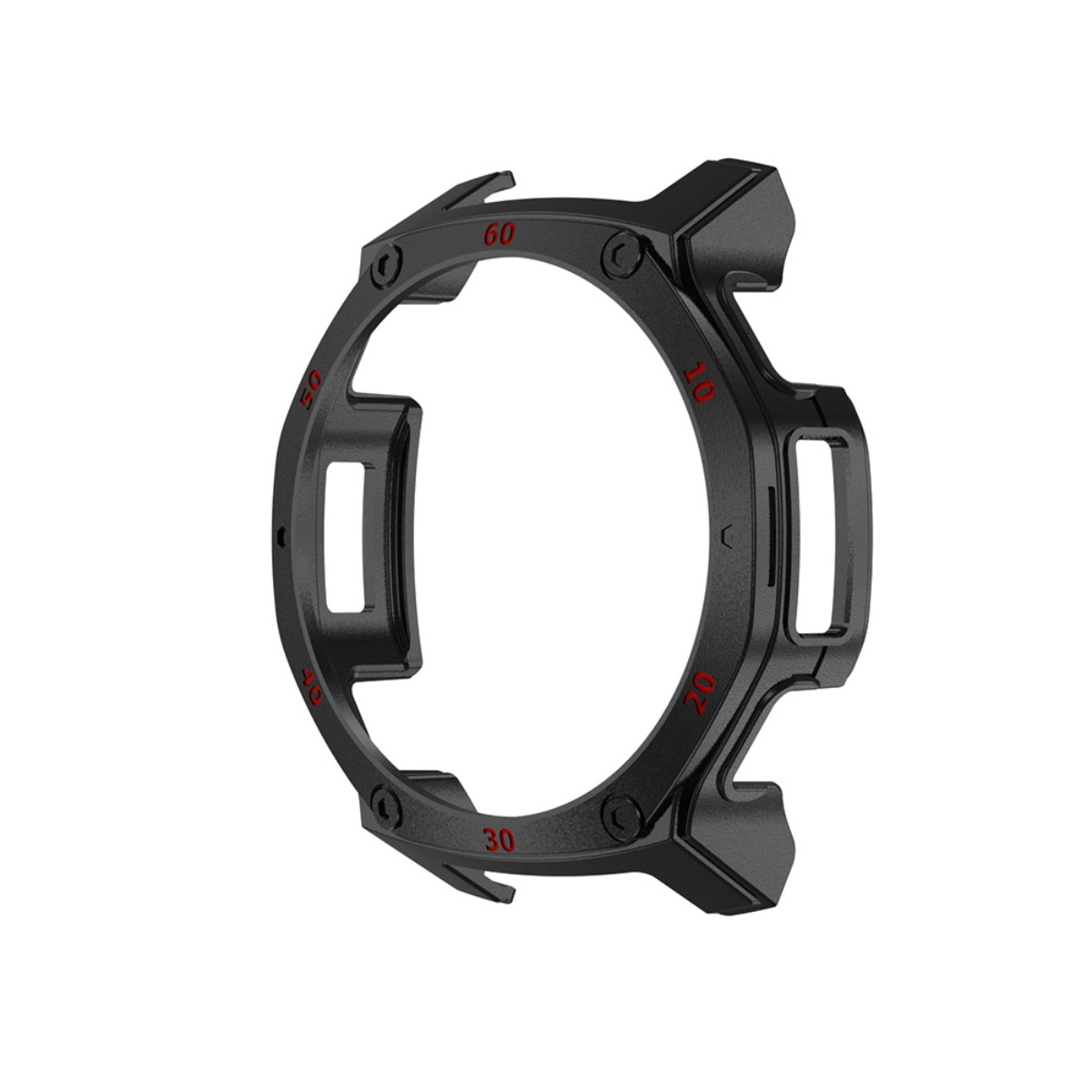 Anello protettivo per orologio nero con segni rossi per 10, 20, 30, 40, 50, 60.