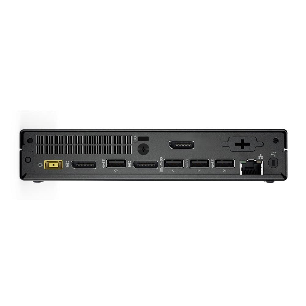 Arrière d'un petit ordinateur avec des ports comme HDMI, USB et Ethernet.