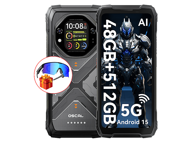 OSCAL TANK 1 5G Mit Smartbrille 512 GB Schwarz Dual SIM