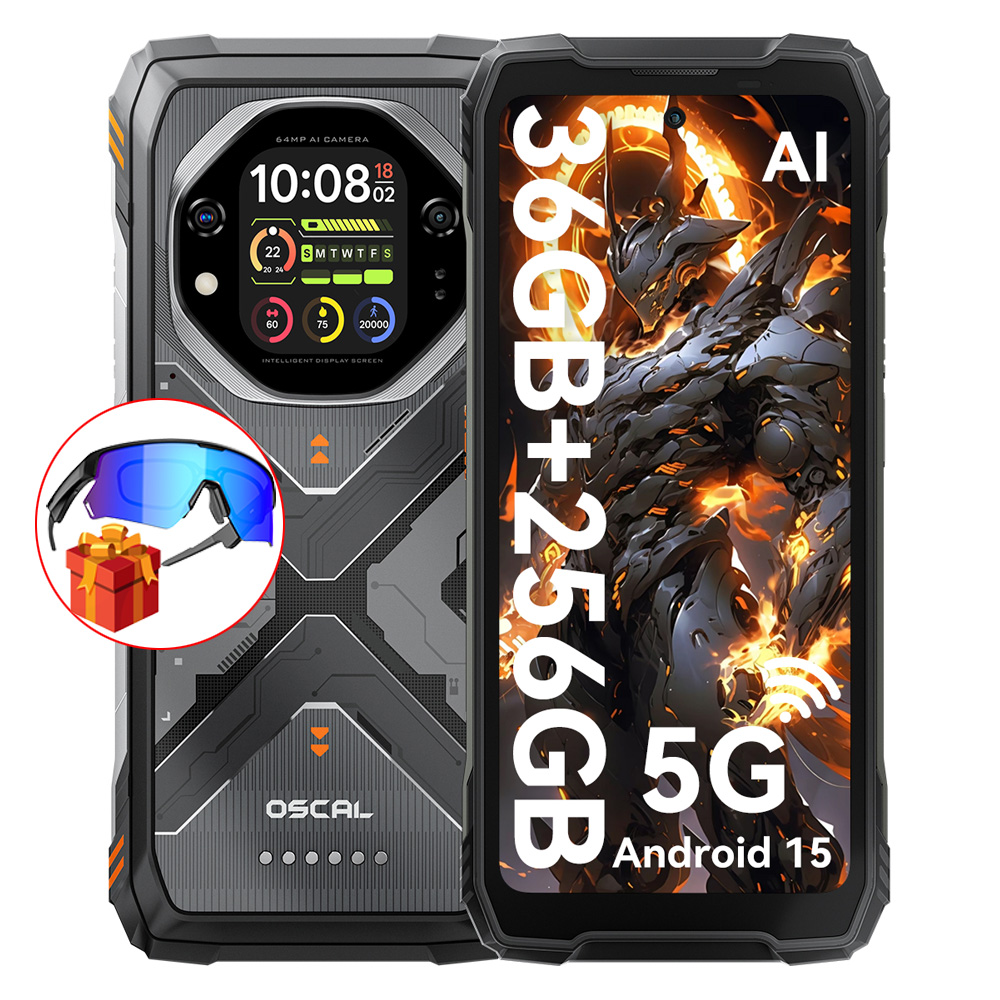 Ein robustes Smartphone mit Cyberpunk-Design, 36GB+256GB, 5G, Android 15. Mit Brille und Geschenk.