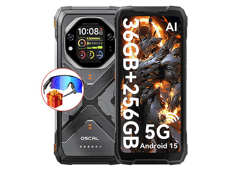 OSCAL TANK 1 5G Mit Smartbrille 256 GB Orange Dual SIM