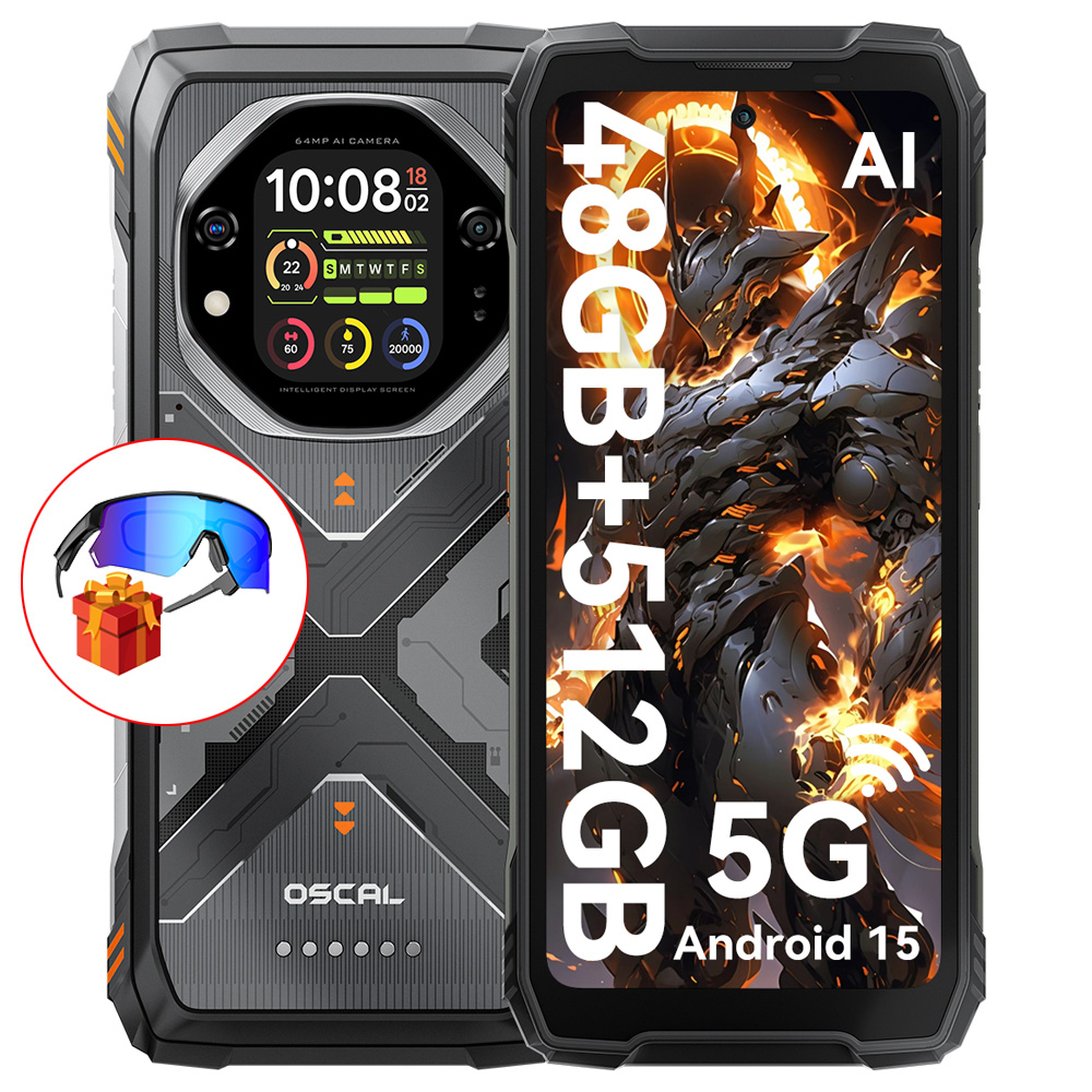 Robustes Smartphone mit auffälligem Design, 48GB+512GB, 5G, Android 15.