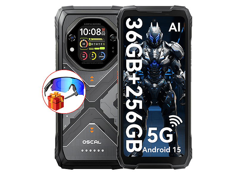 OSCAL TANK 1 5G Mit Smartbrille 256 GB Schwarz Dual SIM