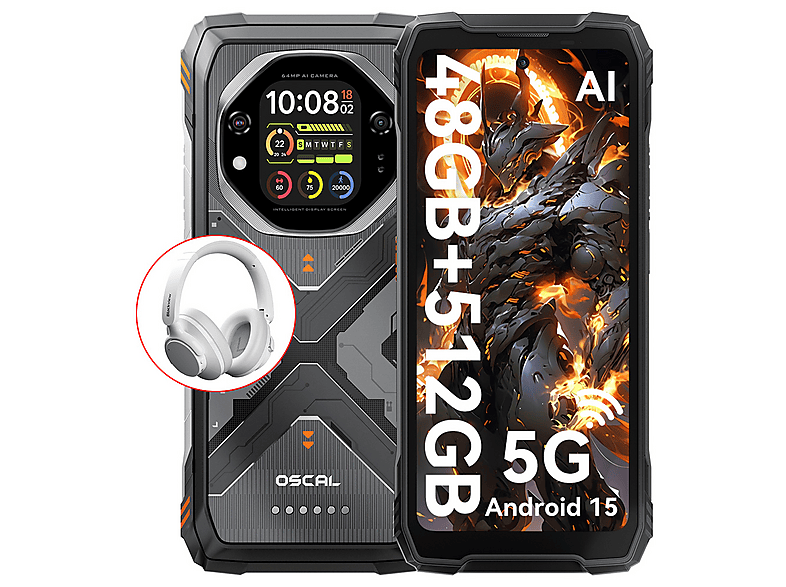 OSCAL TANK 1 5G Mit Kopfhörer 512 GB Schwarz Dual SIM