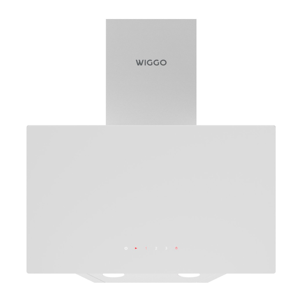 A white range hood with the WIGGO logo and red control buttons.