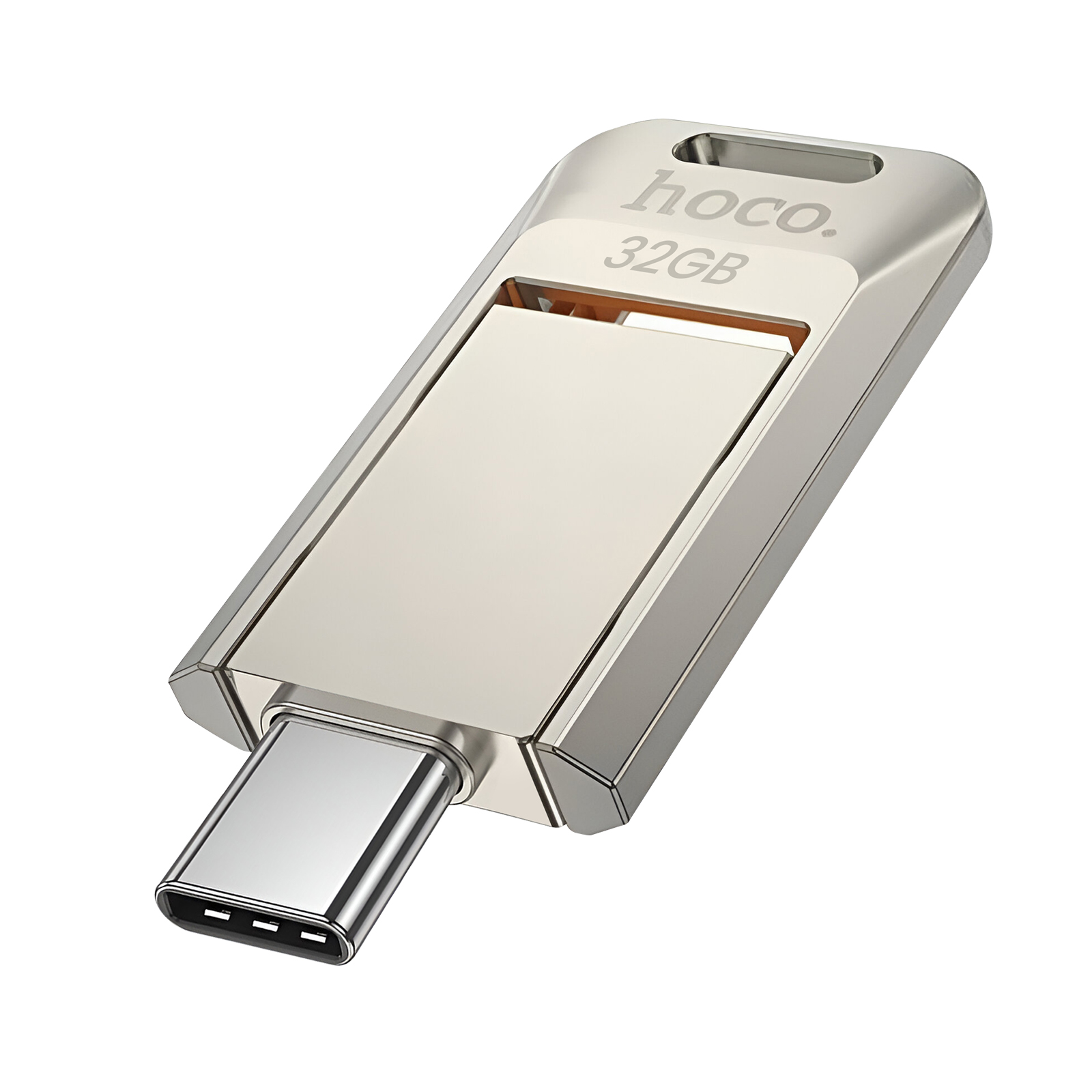 Chiavetta USB-C argento da 32 GB con logo Hoco.
