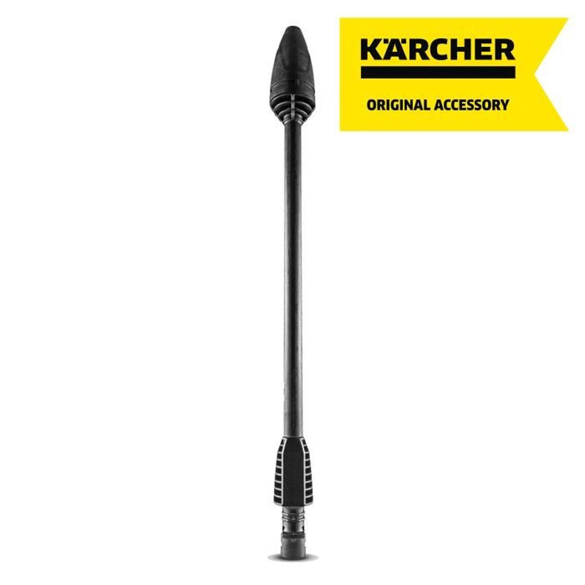 A Karcher pressure washer nozzle attachment with black nozzle and handle.