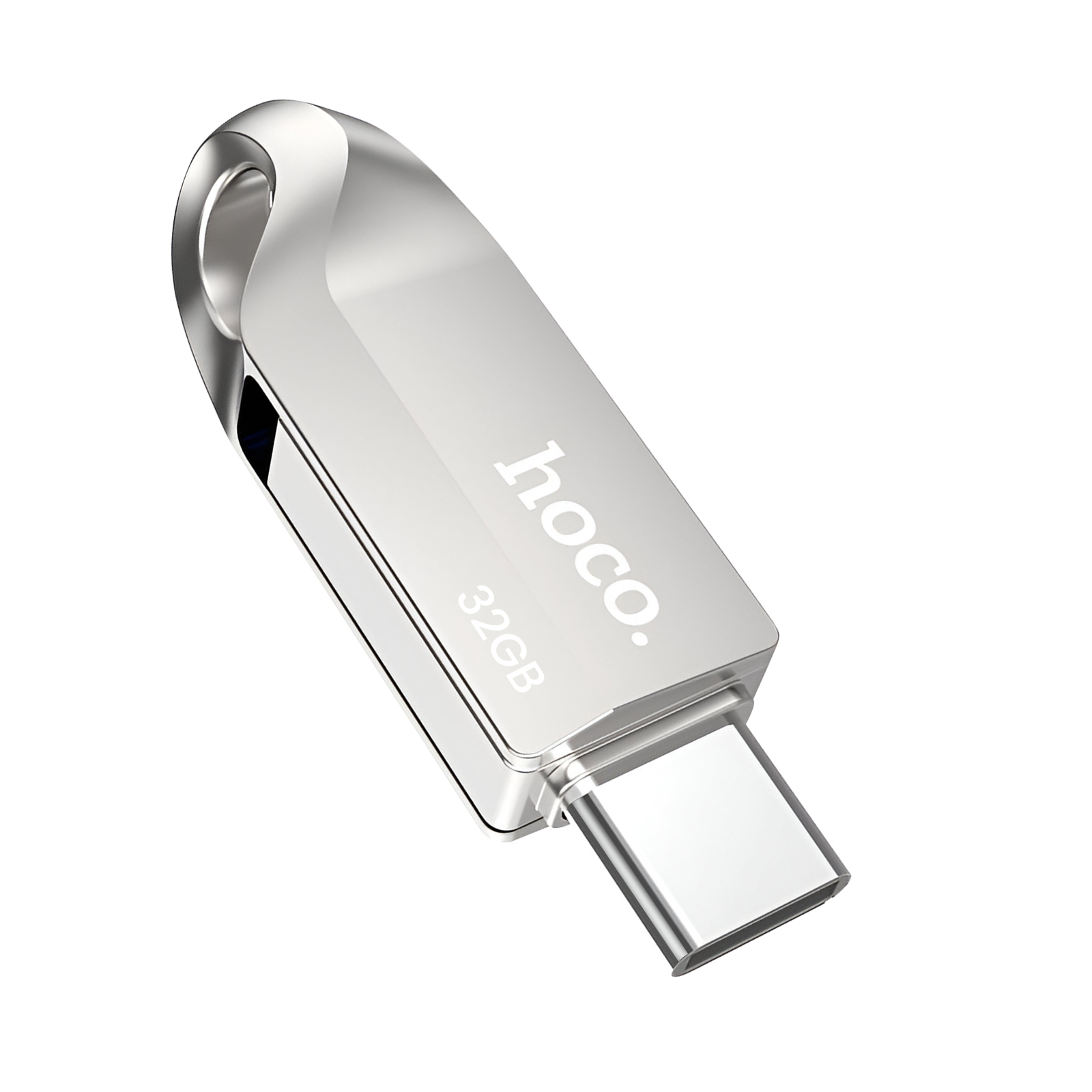 Chiavetta USB-C argentata da 32 GB con logo Hoco.