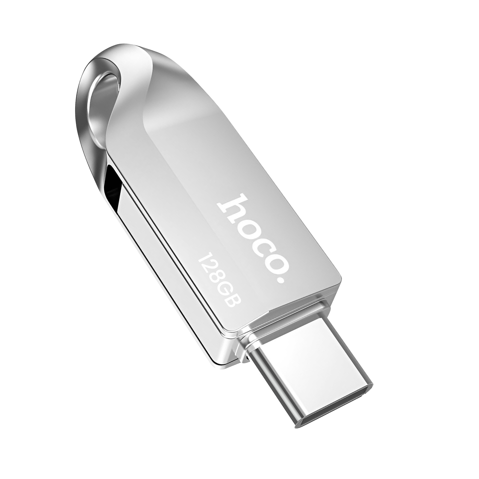 Chiavetta USB-C argento da 128 GB con logo Hoco.