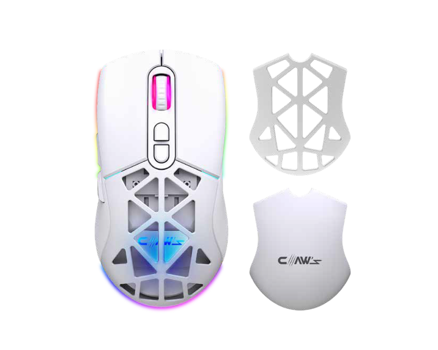 CLAW'S Nexus Air V1 10000 Dpi Pixart PMW3325 Sensör Makro Yazılım & Değiştirilebilir Kapak Wireless Gaming Mouse Beyaz