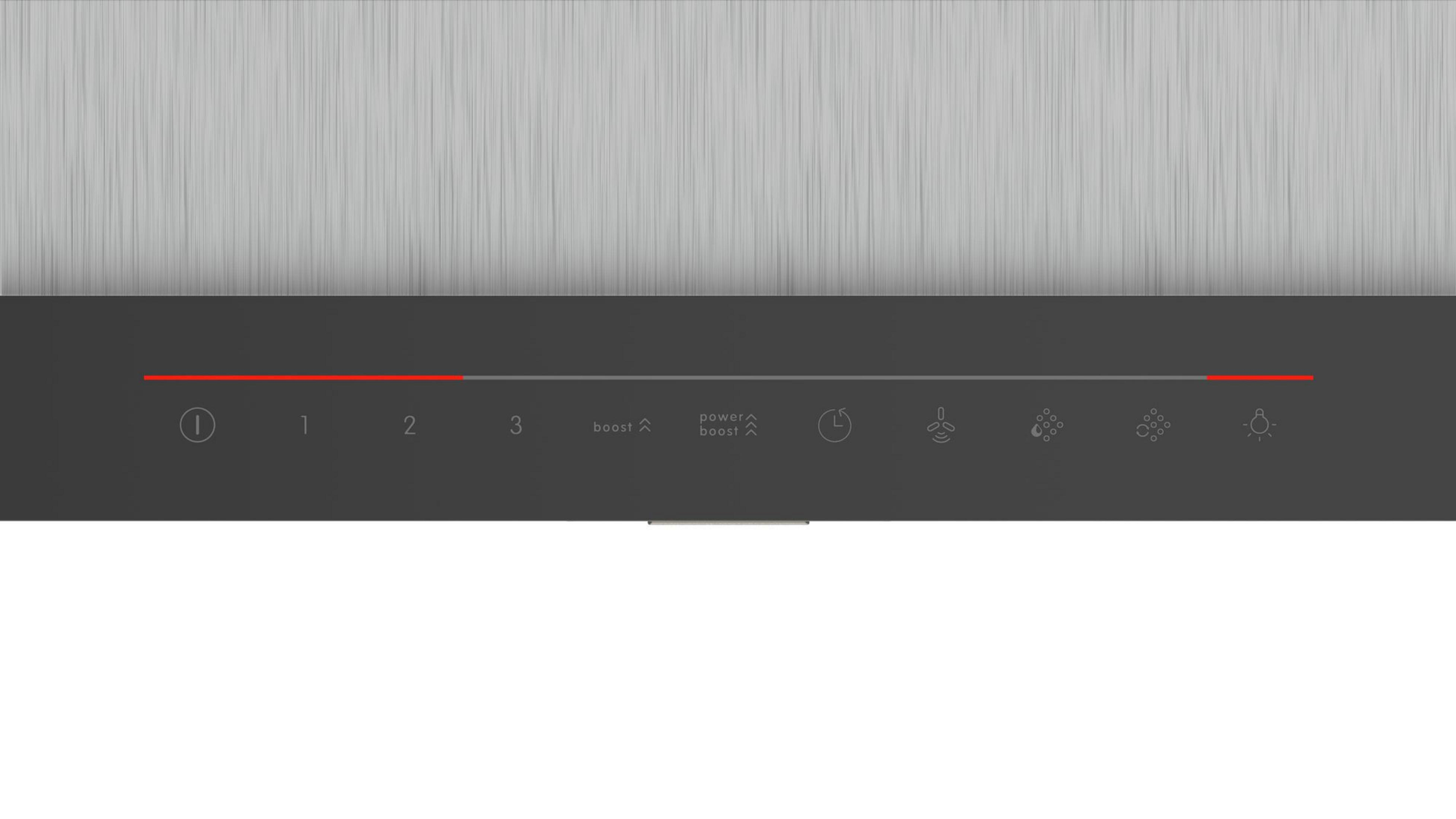 Panel sterowania z cyframi 1-3, funkcją boost, timerem, wentylatorem, światłem.