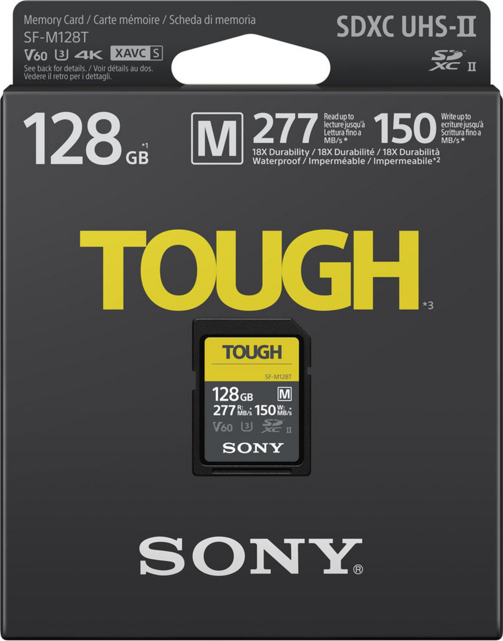 Sony SF-M128T SDXC UHS-II Speicherkarte, 128GB, TOUGH, 277MB/s Lesegeschw., 150MB/s Schreibgeschw.