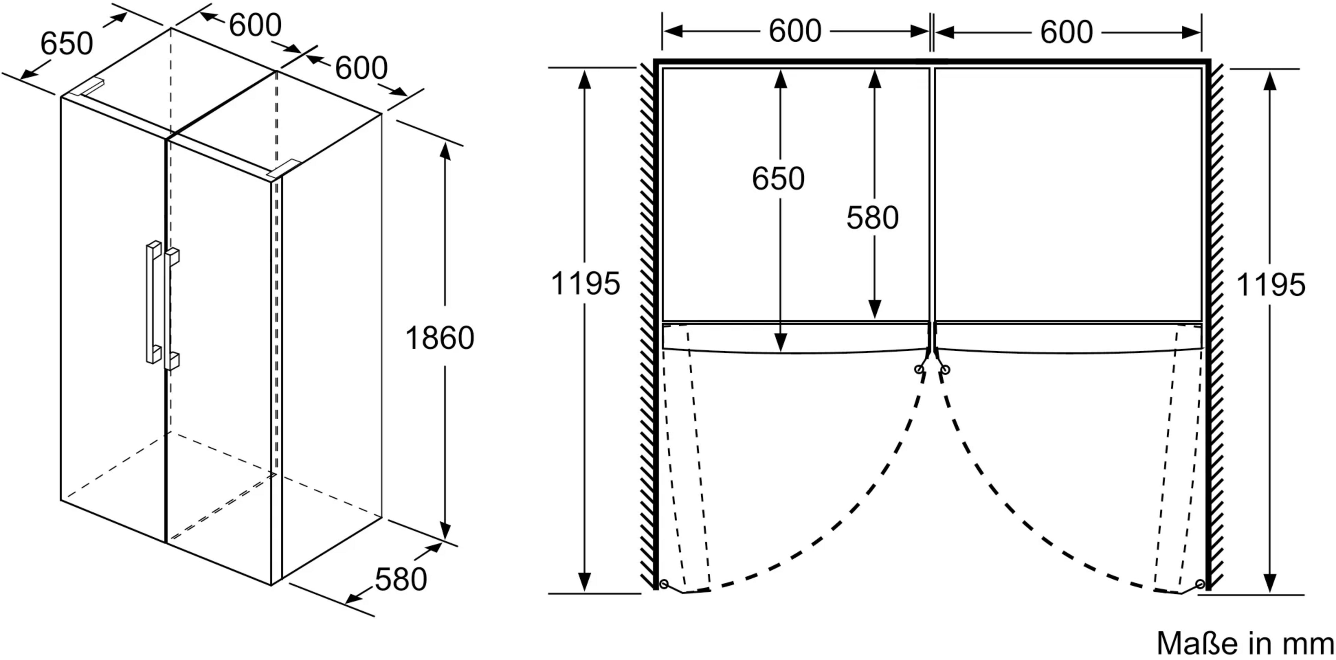 Box doccia con dimensioni e disegni tecnici.