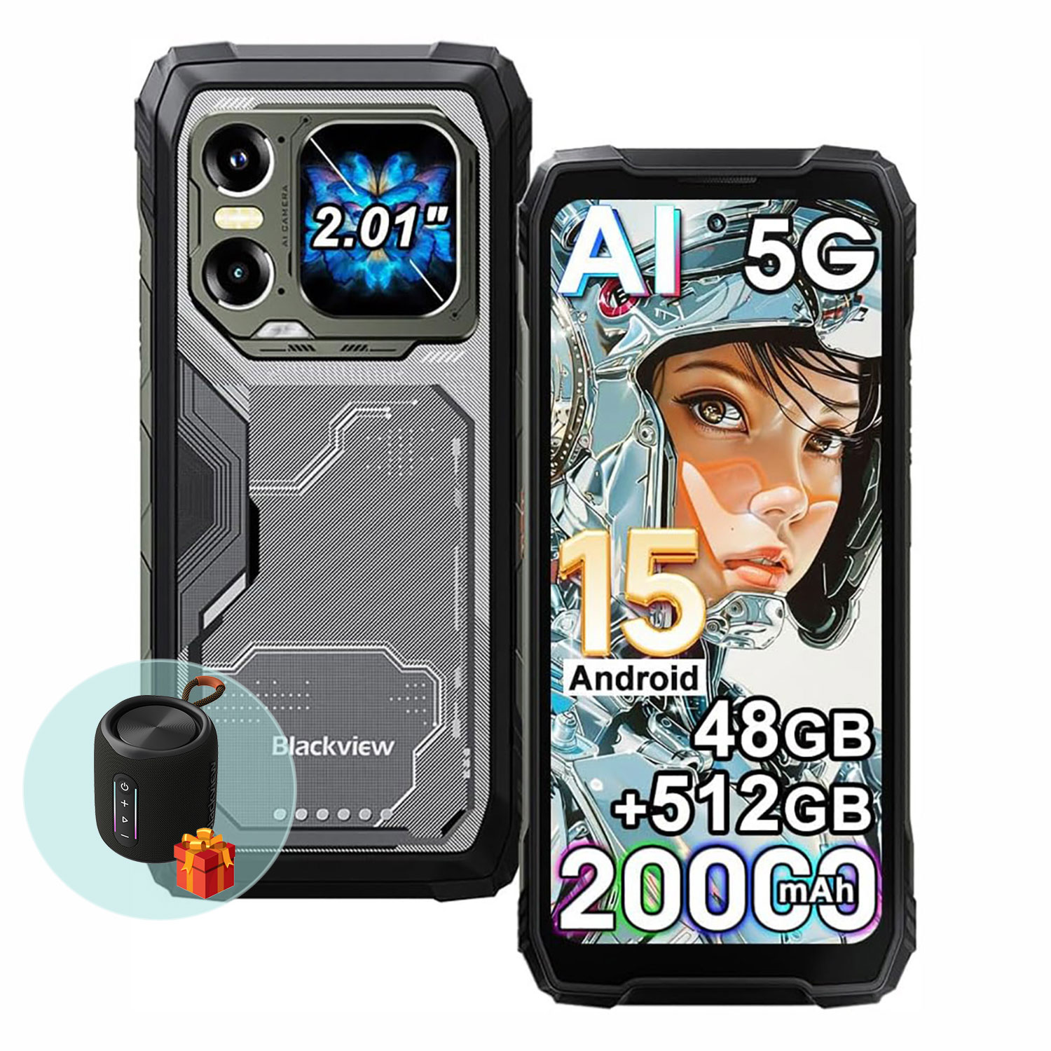 Un smartphone robusto con IA, 5G, almacenamiento de 48GB+512GB y batería de 20000mAh.