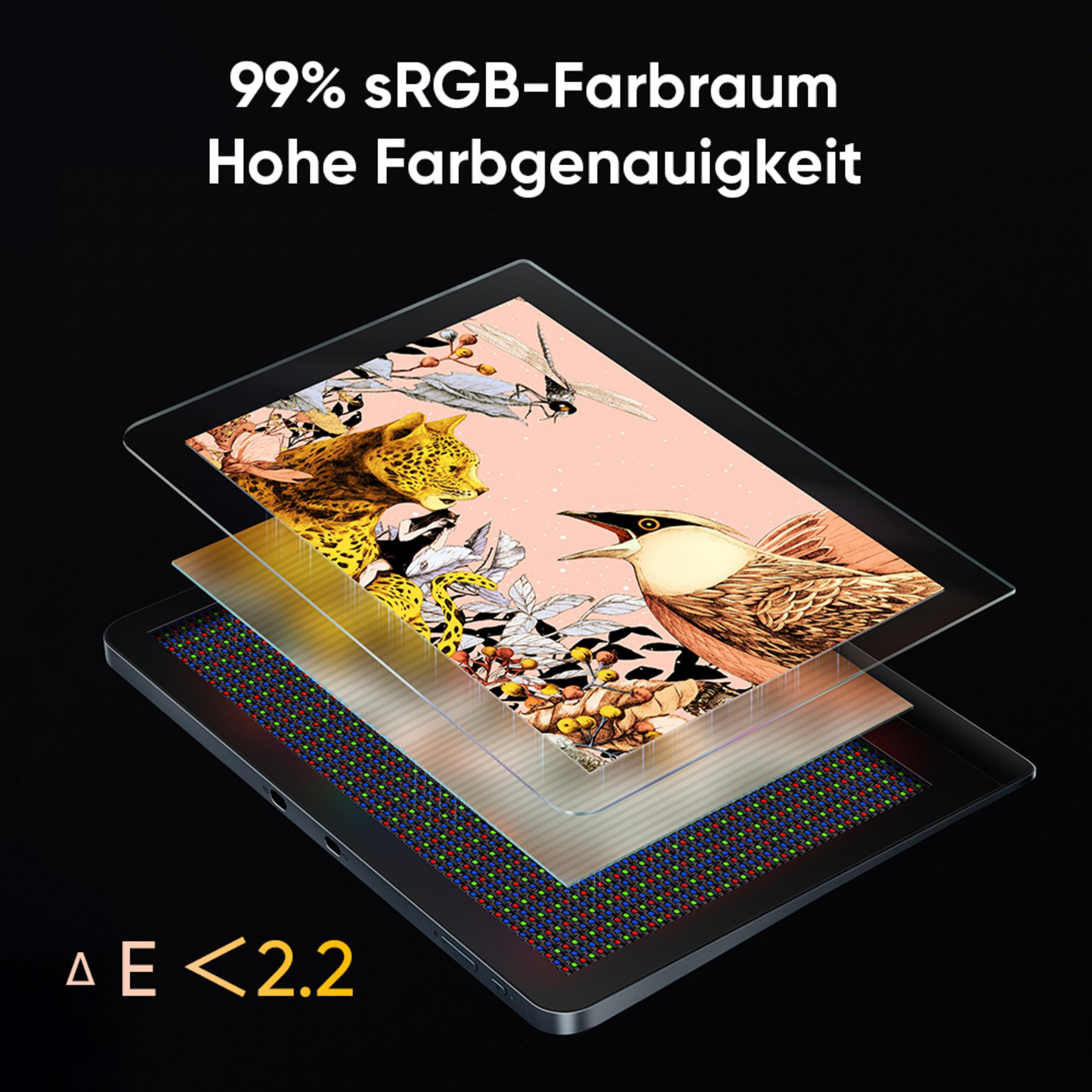 Bildschirm mit 99% sRGB, hohe Farbgenauigkeit & Delta E <lt/> 2.2.