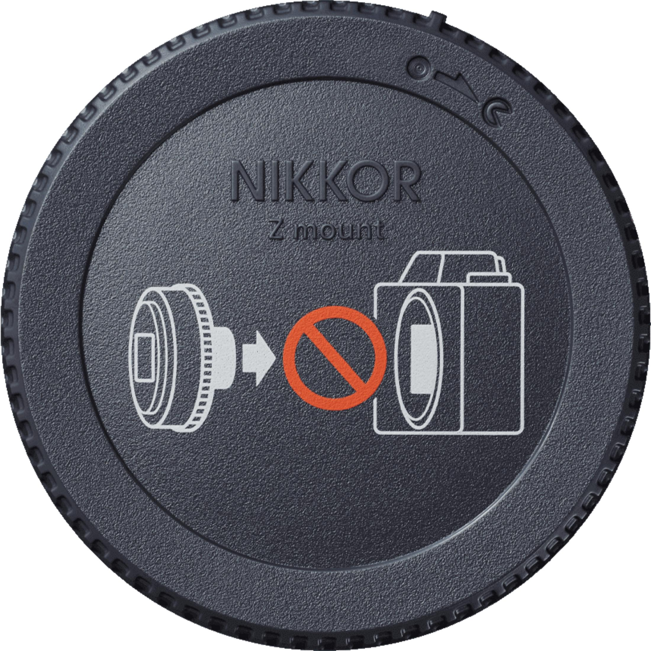 Nikkor Z yuva kapağı, lens ve kamera simgeleri, yasak işareti ile.