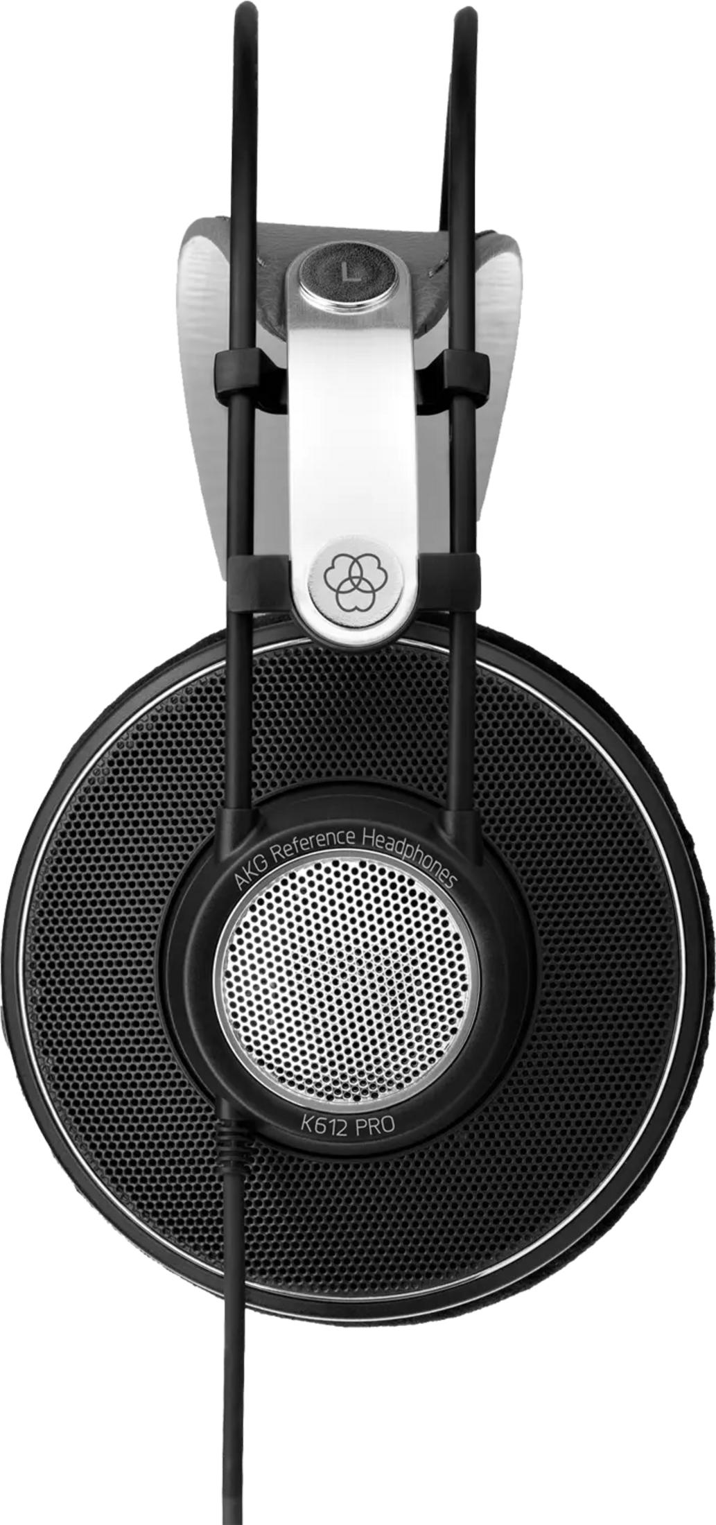 Casque de référence AKG K612 PRO. Design circum-aural noir avec accents argentés.