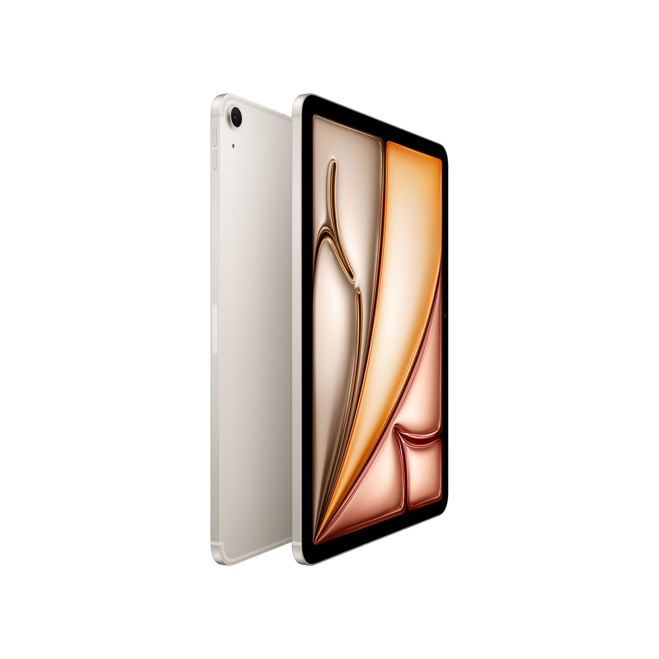 Ein silbernes Tablet mit Kamera auf der Rückseite und einem bunten Bildschirm.