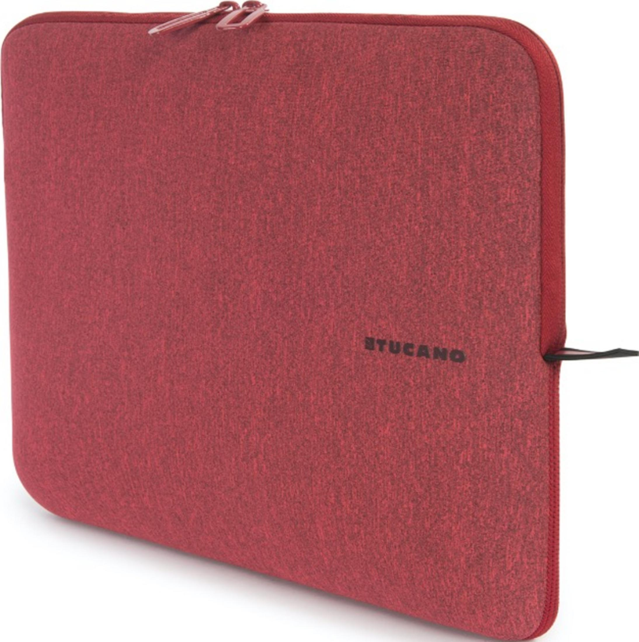 Rote Laptoptasche mit Reißverschluss und STUCANO-Logo.