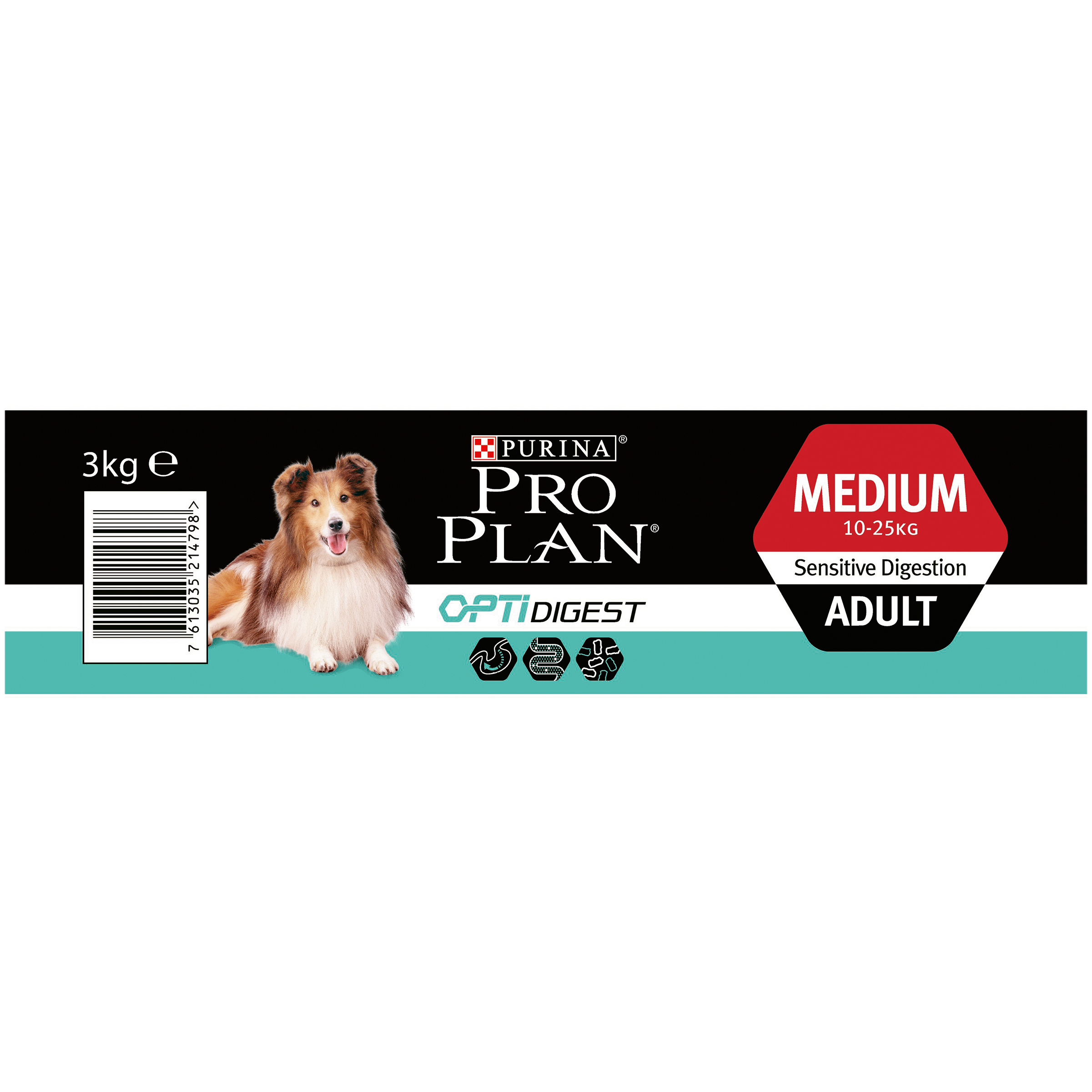 Pienso Purina Pro Plan: Bolsa 3kg, adulto mediano, digestión sensible.