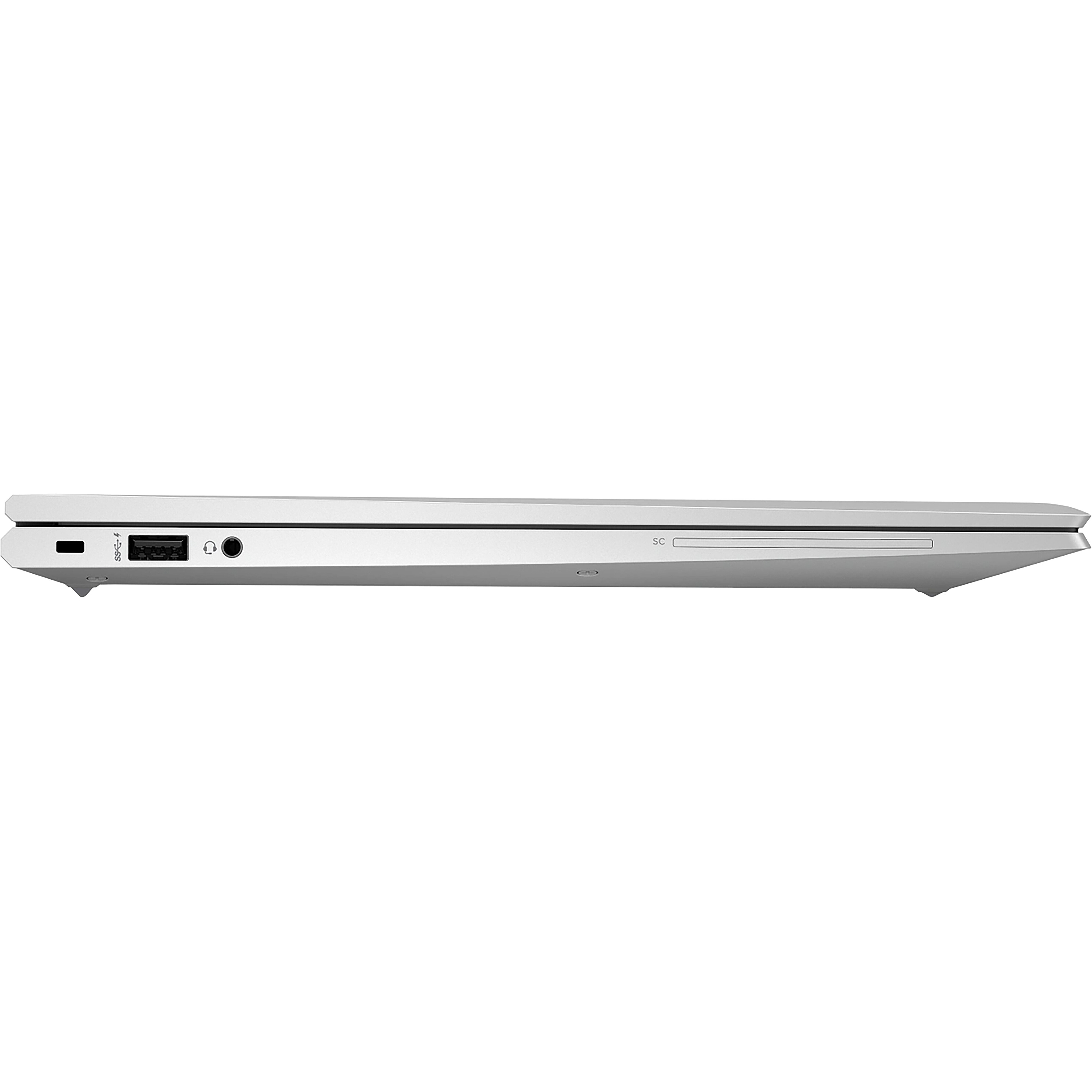 Silver laptop connection with USB, headphone jack, and SD card slot.